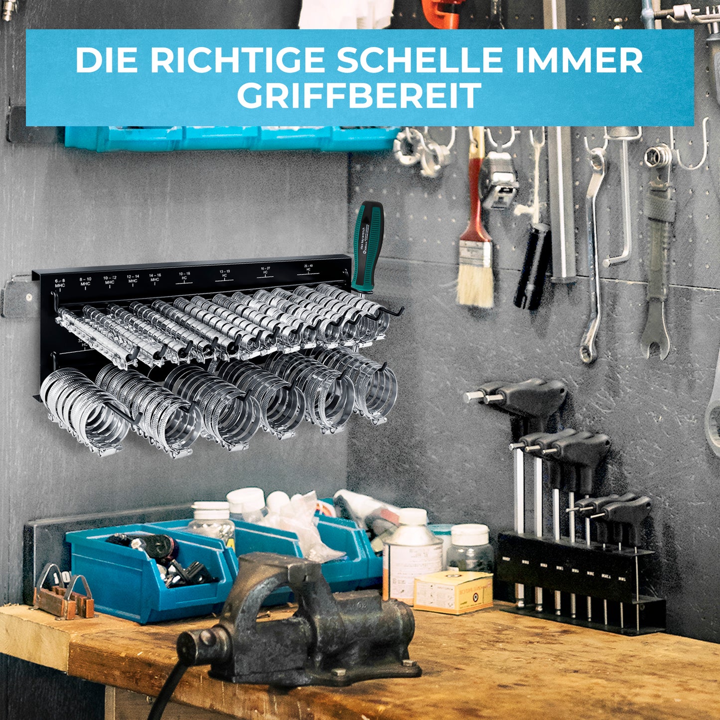 Schlauchschellen Wandhalter Set - 227 Teilig
