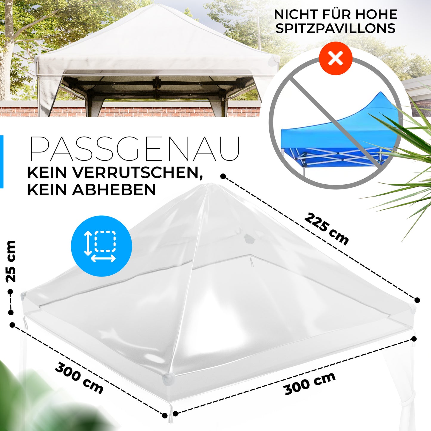 Pavillon Abdeckung - 3m x 3m x 0,75m