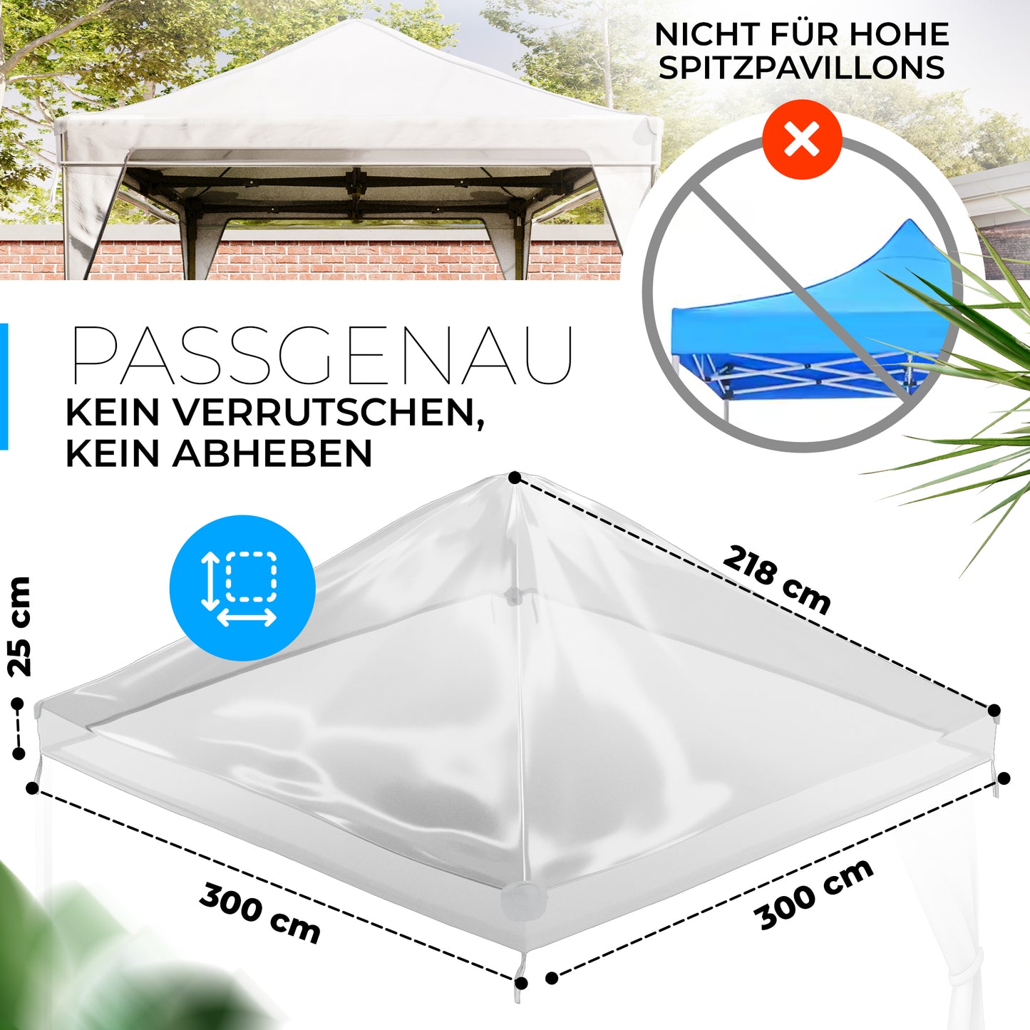 Pavillon Abdeckung - 3m x 3m x 0,5m