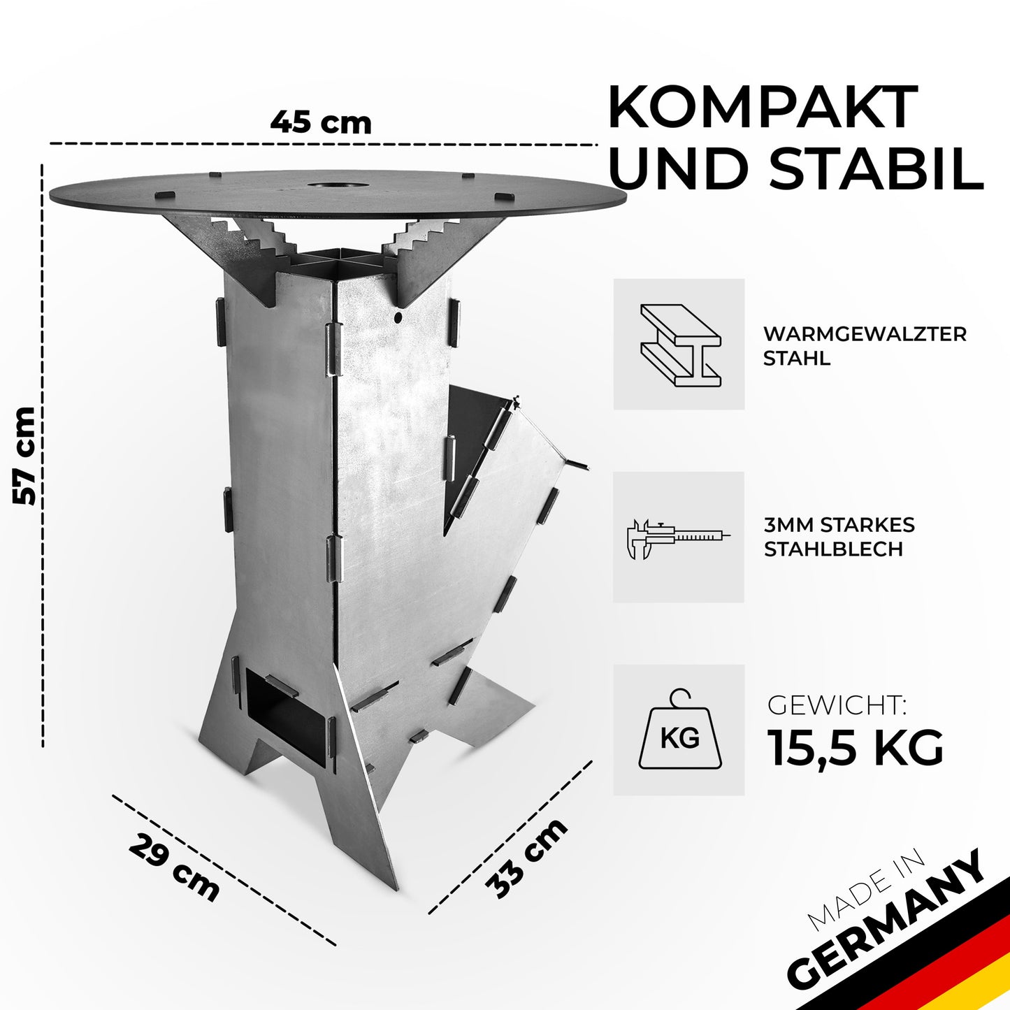 Raketenofen inkl. Grillplatte