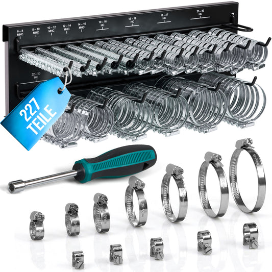 Schlauchschellen Wandhalter Set - 227 Teilig