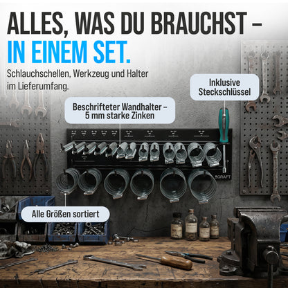 Schlauchschellen Wandhalter Set - 227 Teilig