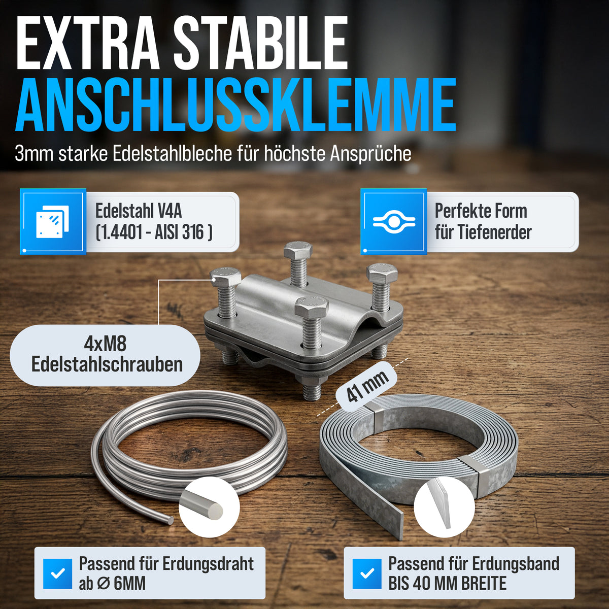Tiefenerder Set aus V4A Edelstahl - 3 Meter